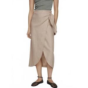 Mango Linen Sarong Skirt NWT Pareo Light/Pastel Grey XXL